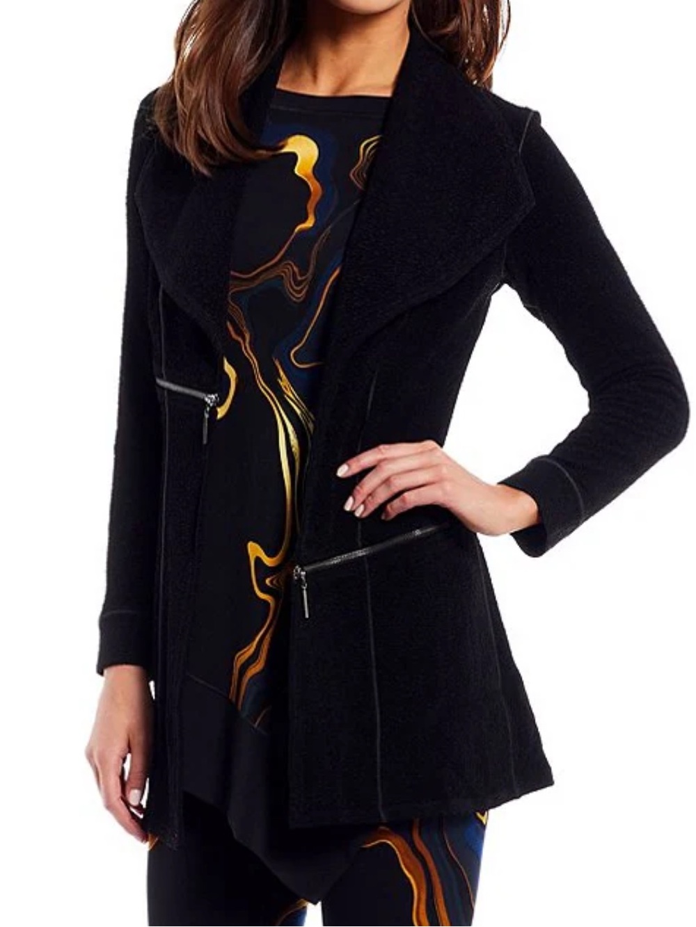 Eva Varro | Barcelona Statement Jacket |Asymmetrical Zipper Open Front | Size S